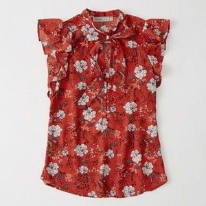 Abercrombie & Fitch Red Floral Top Size S